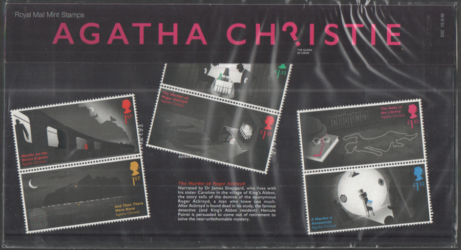 (image for) 2016 Agatha Christie Royal Mail Presentation Pack 532